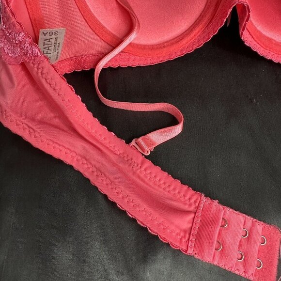 Affata Pink Bra Silky Lace Detail Convertible Removable Straps Push Up - Picture 10 of 11